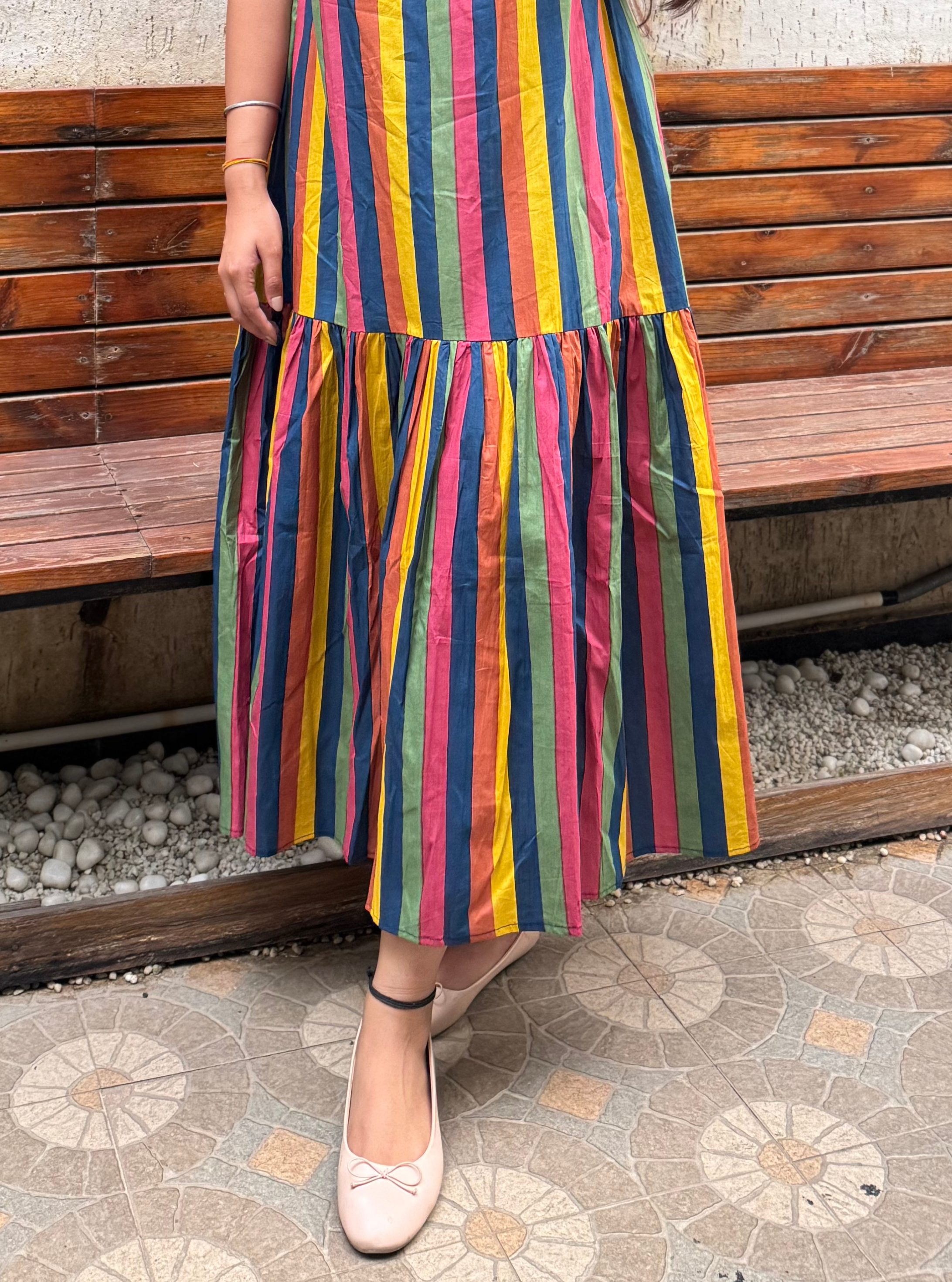 Rainbow Striped Summer Dress – Triveni Dhir Label