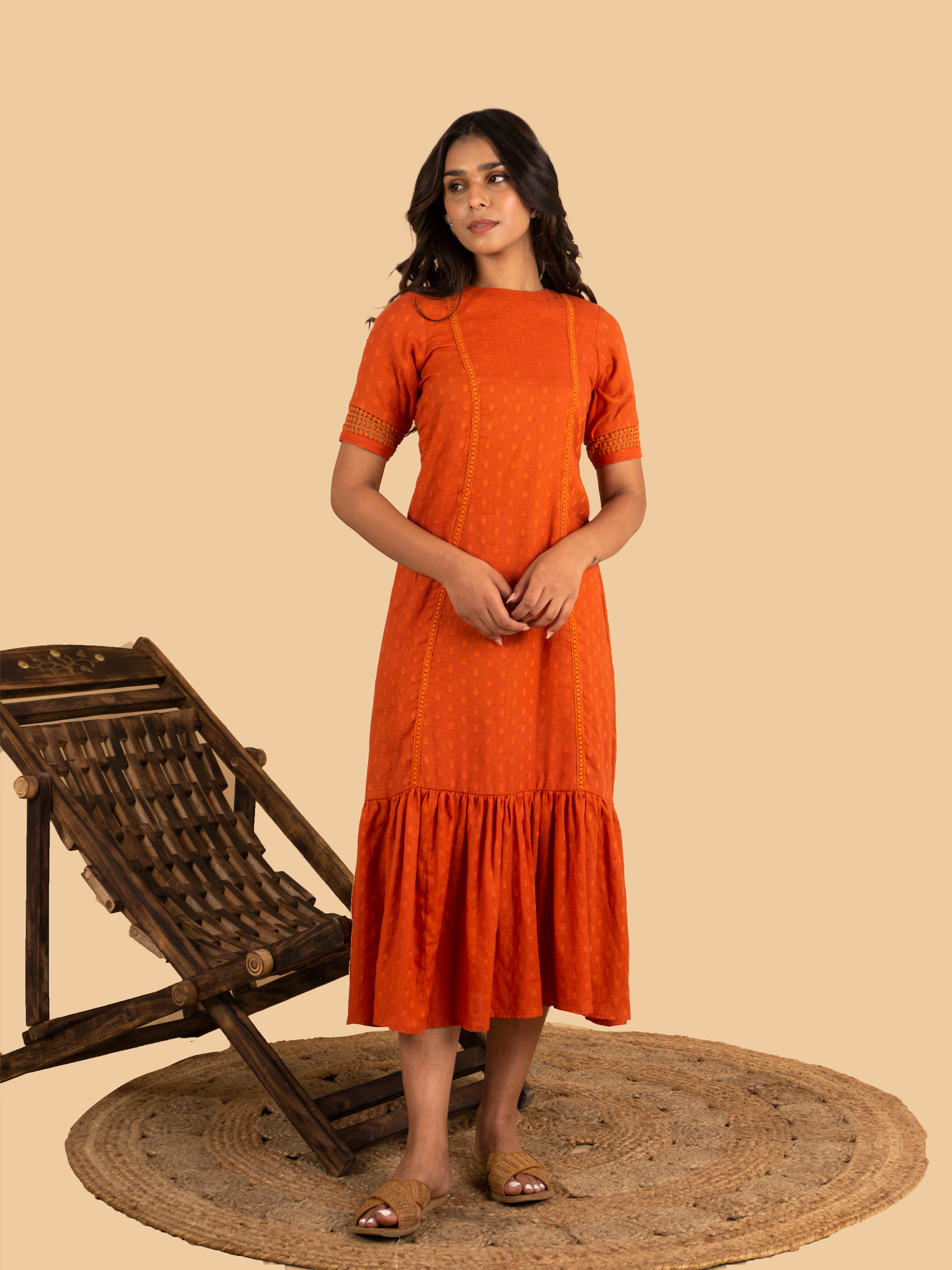Exclusive Partywear Orange Colour Satin Silk Gown - Zakarto